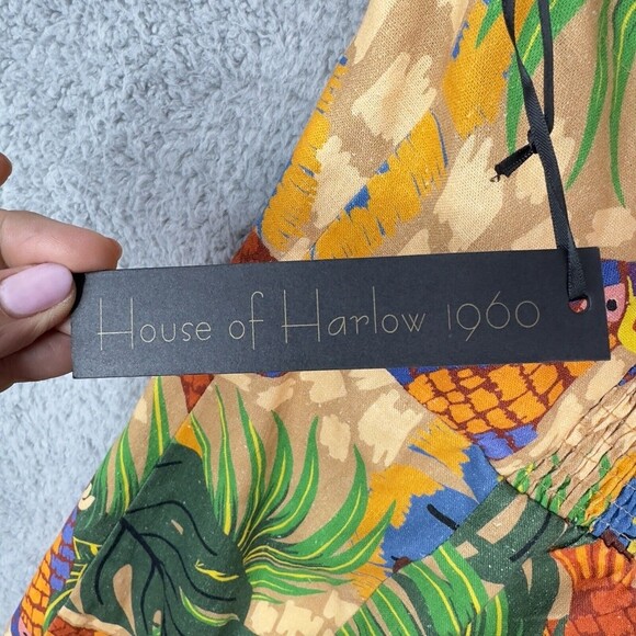 House of Harlow 1960 Mini Dress Womens Large Linen Blend Toucans‎ Lined NWT - Picture 6 of 13